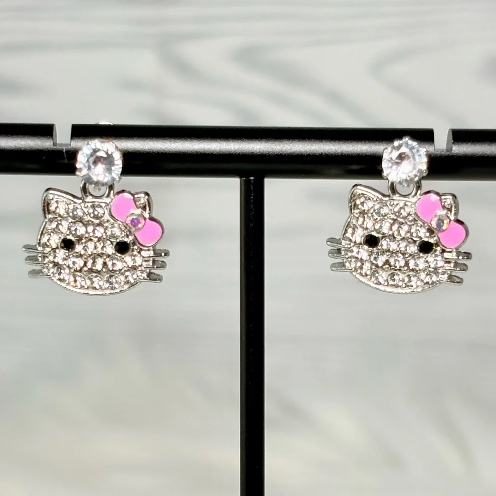 Hello‎ Kitty Crystal Earrings with Pink Bow